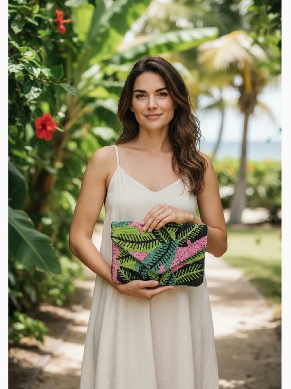“Coco Tropical Beaded Clutch Bag”